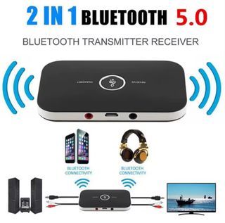 B6 2 in 1 Bluetooth 5.0 Wireless Transmitter and Receiver 2 in 1 A2DP Portable Stereo Audio Adapter Player Aux 3.5mm for Headphones Speakers TV