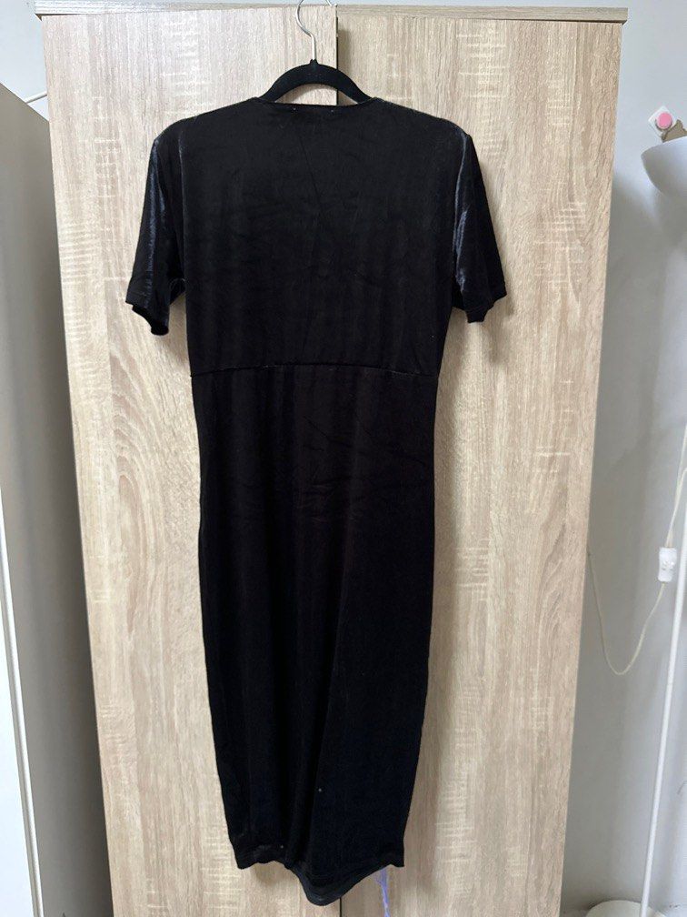 zara black velvet dress Long Sleeve Mini XL NWT 4786/353 DRAPED VELVET MIDI DRESS Black Velvet Hot Velvet Dress