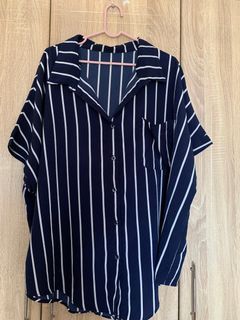 Blue-striped blouse for Plus size (2-3xl)