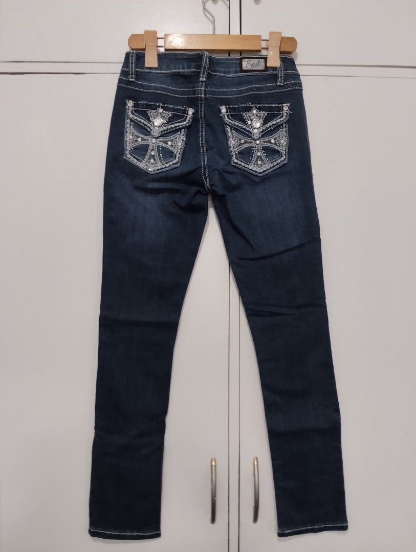 Brand New EARL JEAN Blue Embellished Embroidered Skinny Jeans