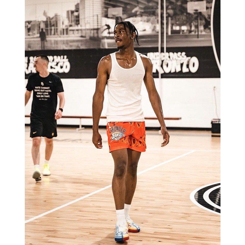 BRAND NEW IN STOCK Eric Emanuel EE NBA Thunder Men s Basketball Shorts Alexander Same Style Shorts INS Fashion Trend Fitness Quick drying Waist