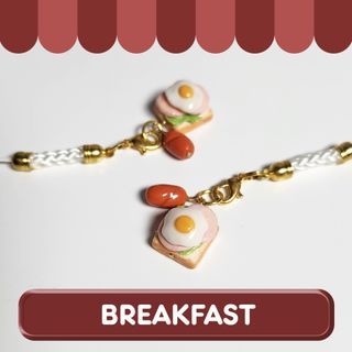Breakfast POLYMER CLAY Mobile Phone charm keychain by lilydawson
