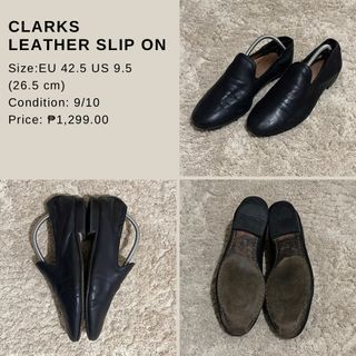 Clarks Black Leather Slip on Shoes