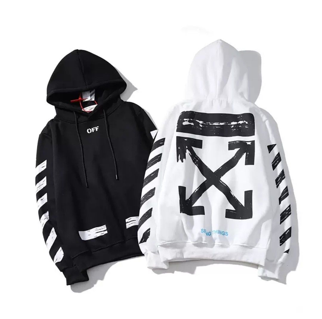 Clearance off white offwhite sweater pullover hoodie white black free keychain landyard Men s Fashion Coats Jackets and Outerwear on Carousell
