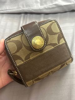 Coach wallet in leather and monogram canvas