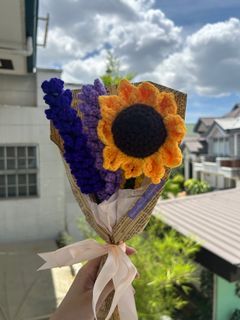 Sunflower with Lavender Bouquet Crochet