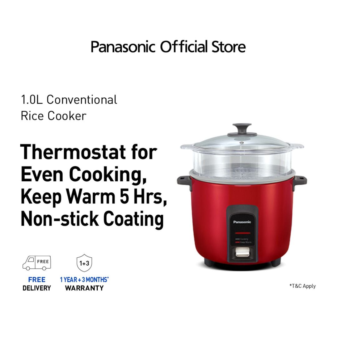 FREE DELIVERY Panasonic SR Y10FGERSH Conventional Rice Cooker 1L Capacity Red