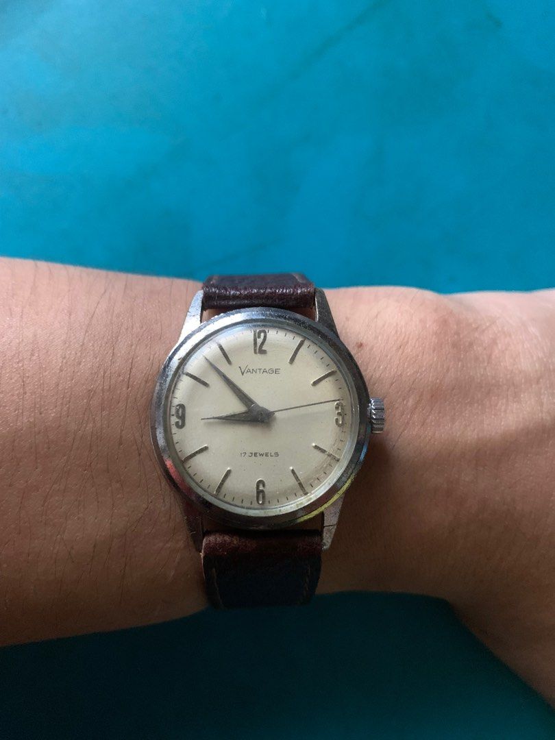 Hamilton Vantage Swiss Watch from 60's (Category: Men's Watches) located in Naga. Submitted by xkenzero7x (Listing ID 1293170080, Image 1). Description: 6.5k (freeship) pwedi COD/Cash on Delivery pag malayo via LBC Vintage Hamilton Vantage Swiss Watch from 1960's -ETA Mechanical Manual wind Swiss movement, 17 jewels -W/ brown leather strap -Very Good condition -Newly serviced movement.