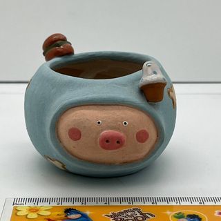 with food Cute handmade Ceramic Cartoon Pig Flytrap succulents pot for office home decor