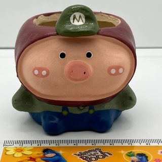 [Small World]Luigi Super Mario Bros Cute handmade Ceramic Cartoon Pig Flytrap succulents pot for office home decor