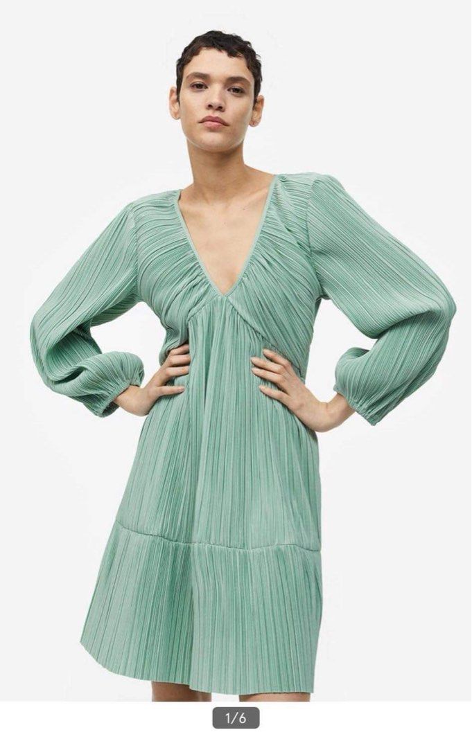 H&M Sage Dress, Women's Fashion, Dresses & Sets, Dresses on Carousell