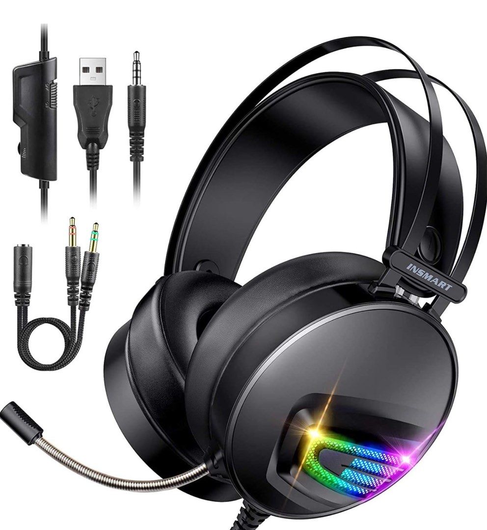 INSMART Gaming Headset PS4 Headset Soft Memory Earmuffs Gaming