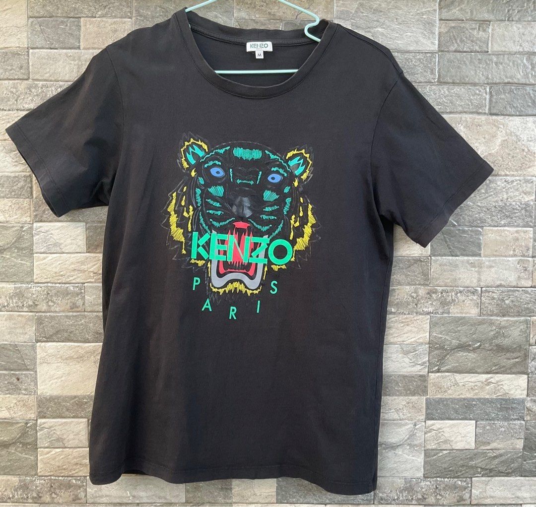Kenzo 100 cotton Men s Black Tee KENZO Paris black tiger logo