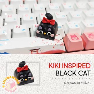 Kiki's Black Cat Custom Handmade POLYMER CLAY Artisan Keycap for Mechanical Keyboard by lilydawson