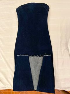 Love Ara - Denim Classic Straight Cut Tube Midi Dress