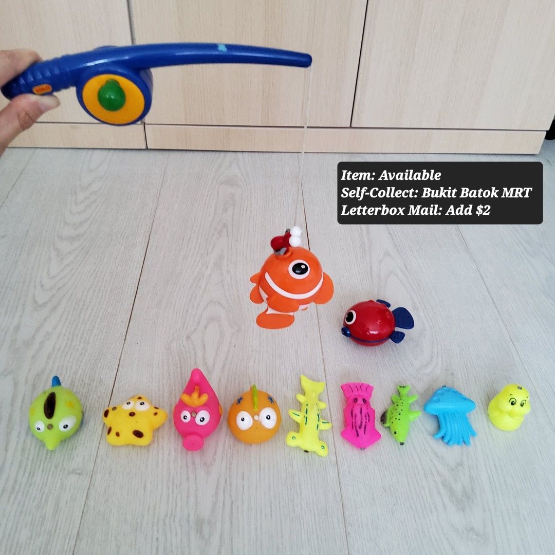 Magnetic Fishing Toy Set - Children Kids Fun Playset Toys with Fishing Rod  Handle with Baid Nemo Star Fish Hammer Shark Fishes Squid Duck etc.,  Hobbies & Toys, Toys & Games on
