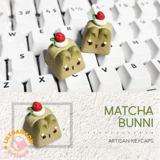 Matcha Bunni Handmade POLYMER CLAY Artisan Keycap for Mechanical Keyboard by lilydawson