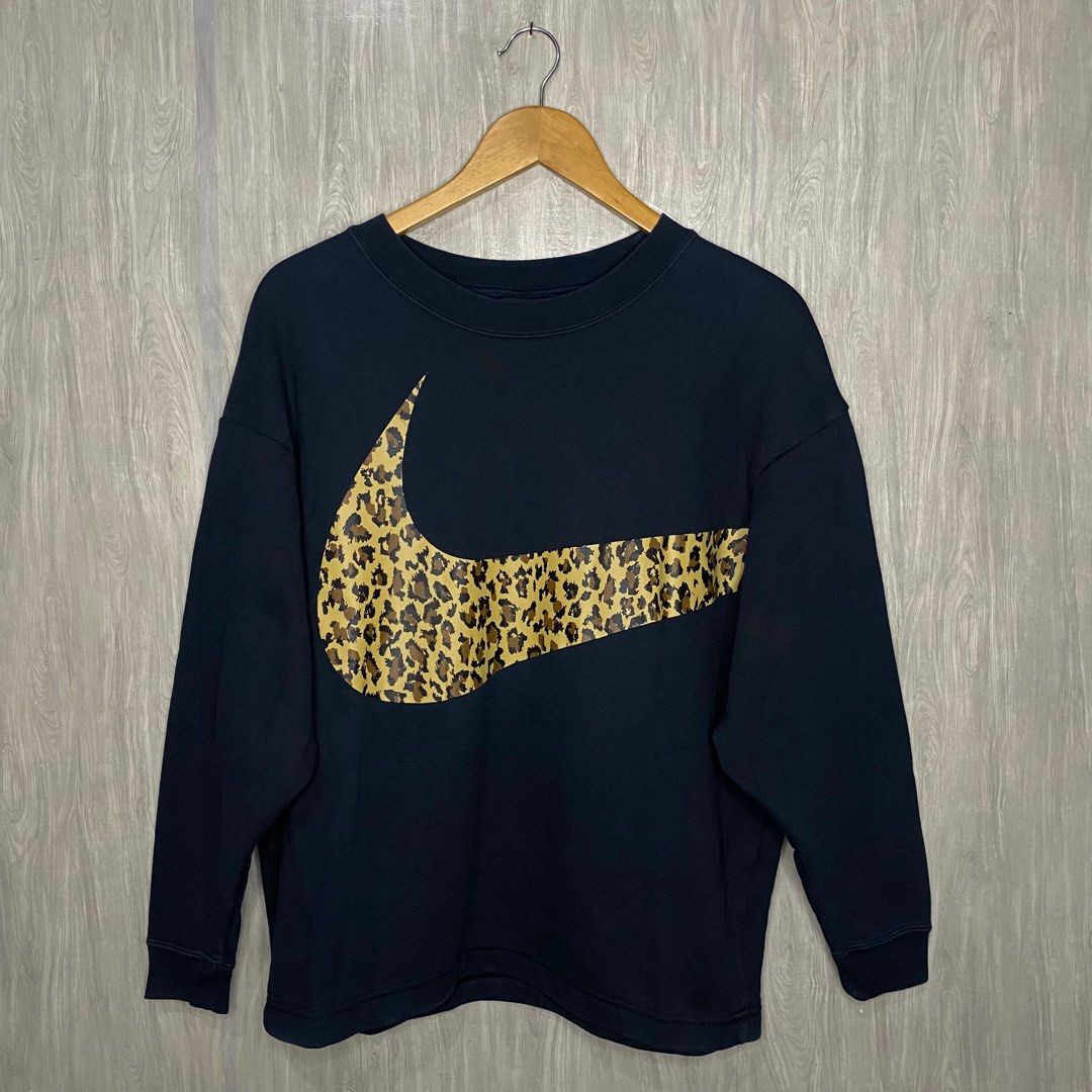 Nike leopard print swoosh sweatshirt hotsell
