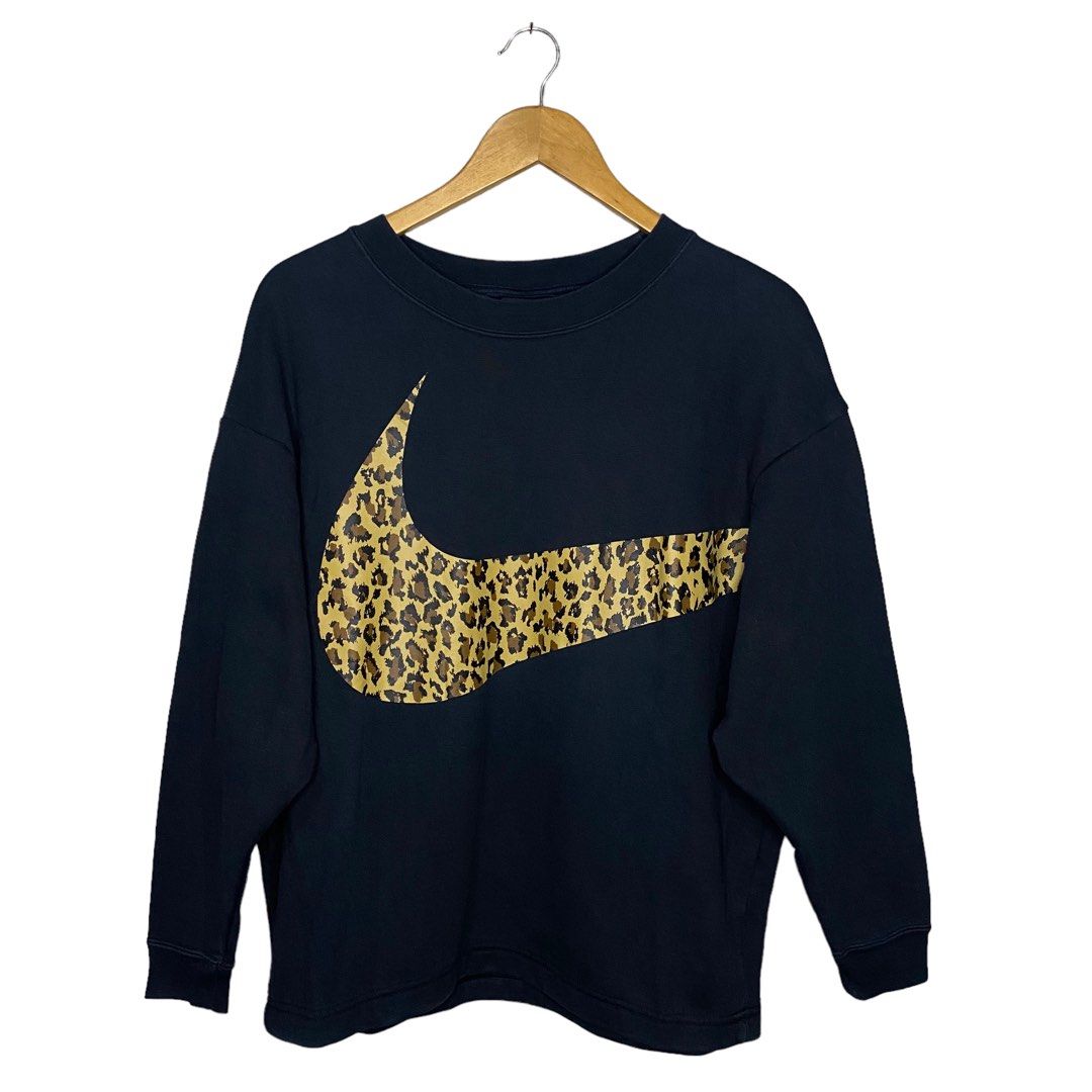 Nike Cheetah Print Swoosh Crewneck Women s Fashion Tops Longsleeves on Carousell