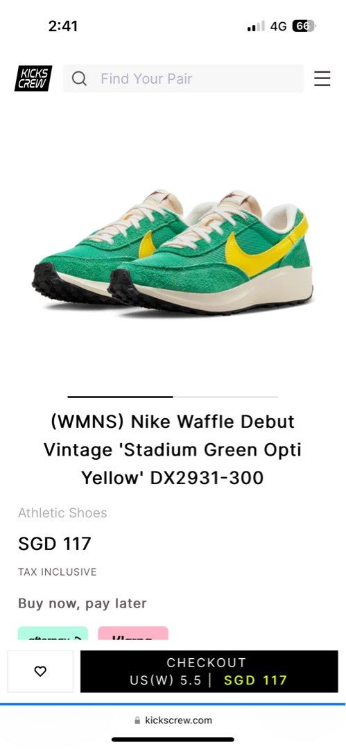 Nike Waffle Debut Vintage Stadium Green Opti Yellow sneakers