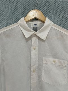 Old Navy White Polo Shortsleeves Linen one chest pocket SMALL 15x19x27 No issue Excellent condition