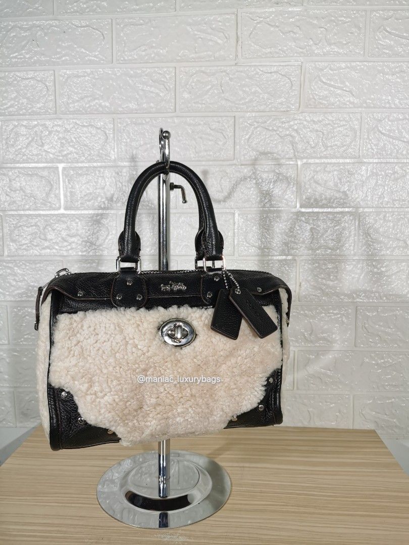 Shearling Coach Rhyder Messenger Bag Coach 1941 Fall 2014 Black