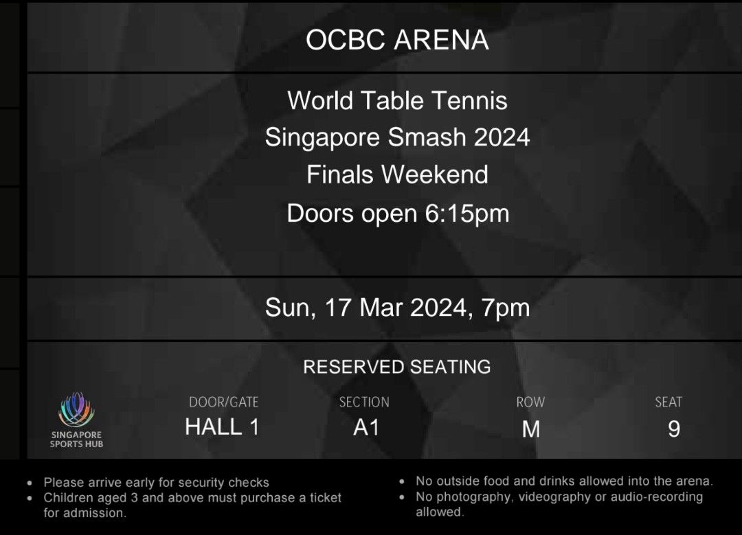 SINGAPOR SMASH 2024 FINAL, Tickets & Vouchers, Event Tickets on Carousell