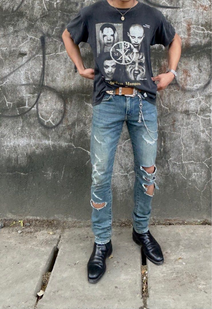 SLP Skinny Ripped Jeans Luxury Apparel on Carousell