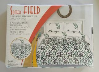 Somer Field
3 Pcs. King Size Bed Sheet Set
- 1 pc King Bed Sheet
250 x 270 cm
- 2 pcs Pillow Covers
46 x 72 + 12 cm