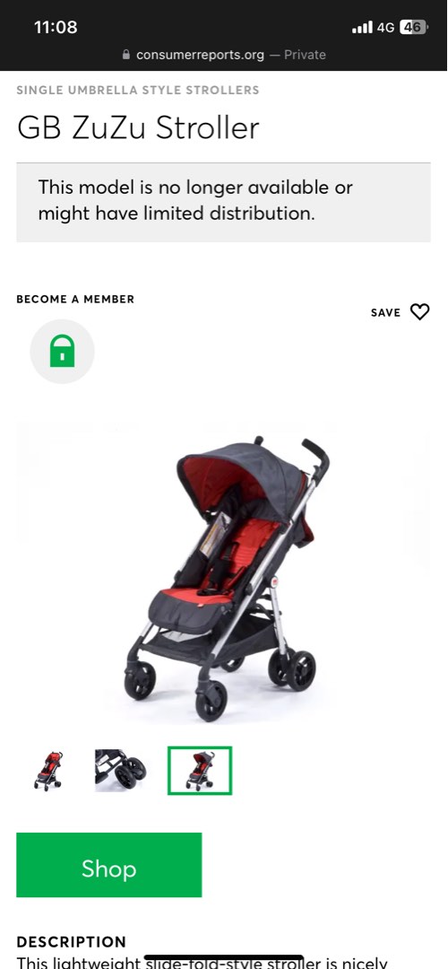 Gb zuzu stroller top