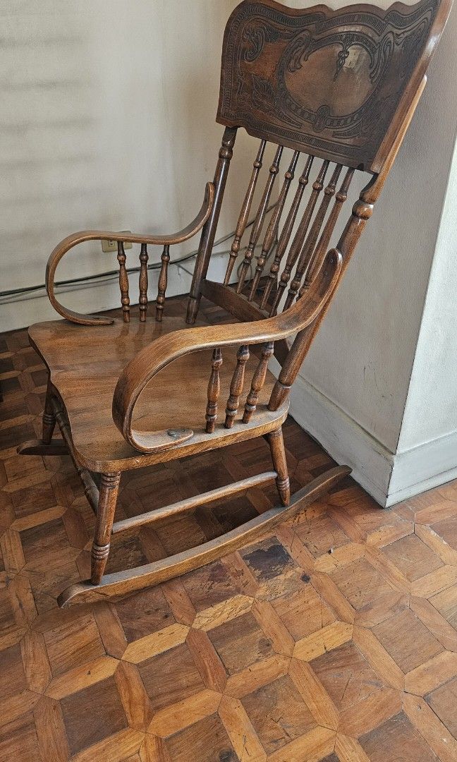 Vintage Rocking Chair (Category: Chairs) located in Quezon City. Submitted by kardinalfire (Listing ID 1293278431, Image 3). Description: Vintage Rocking Chair - One of a kind - Solid Wood - From the US.