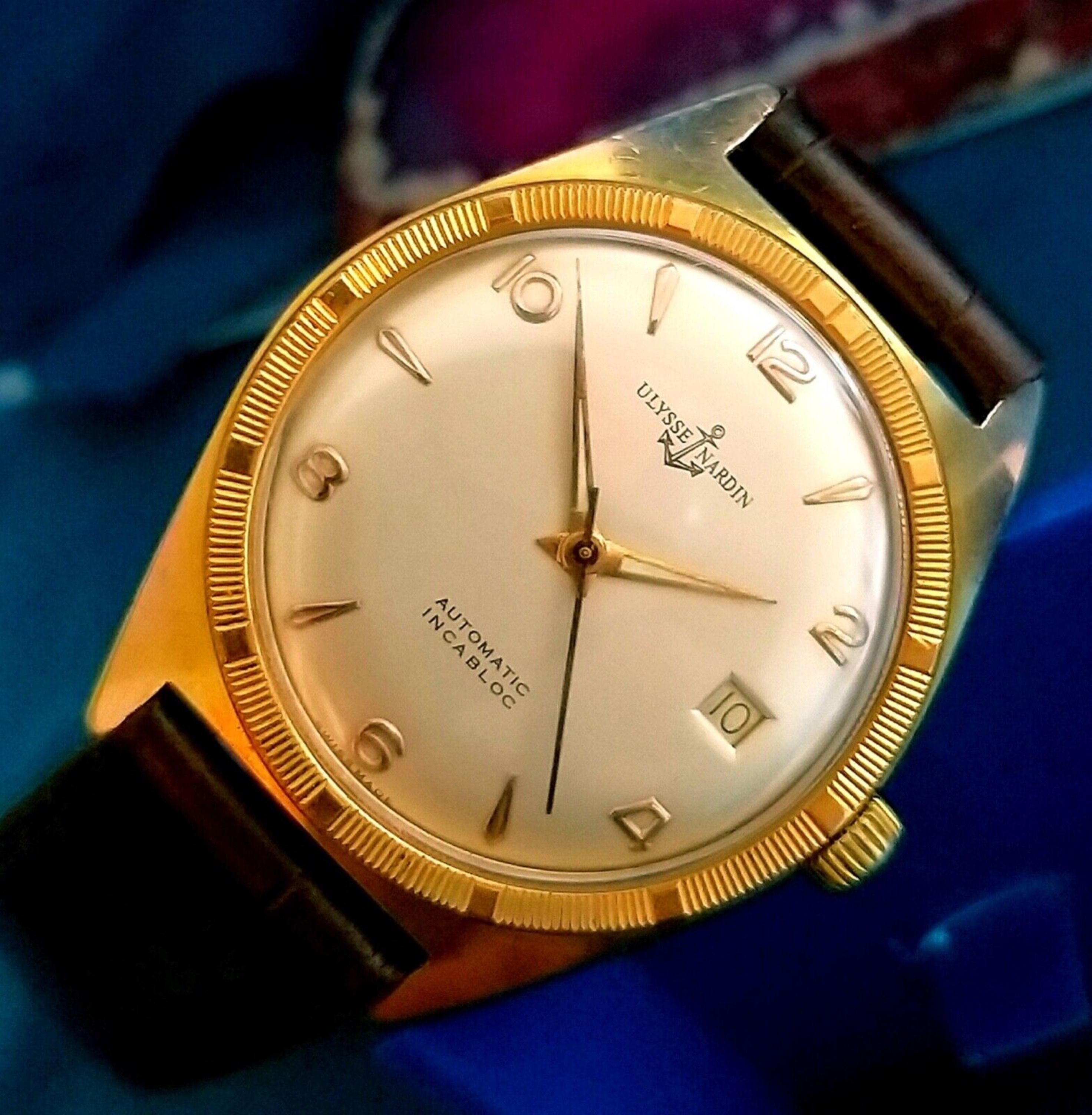 Vintage Ulysse Nardin men s automatic watch. Gold bezel. Hi end movement. Large 37mm size Luxury Watches on Carousell