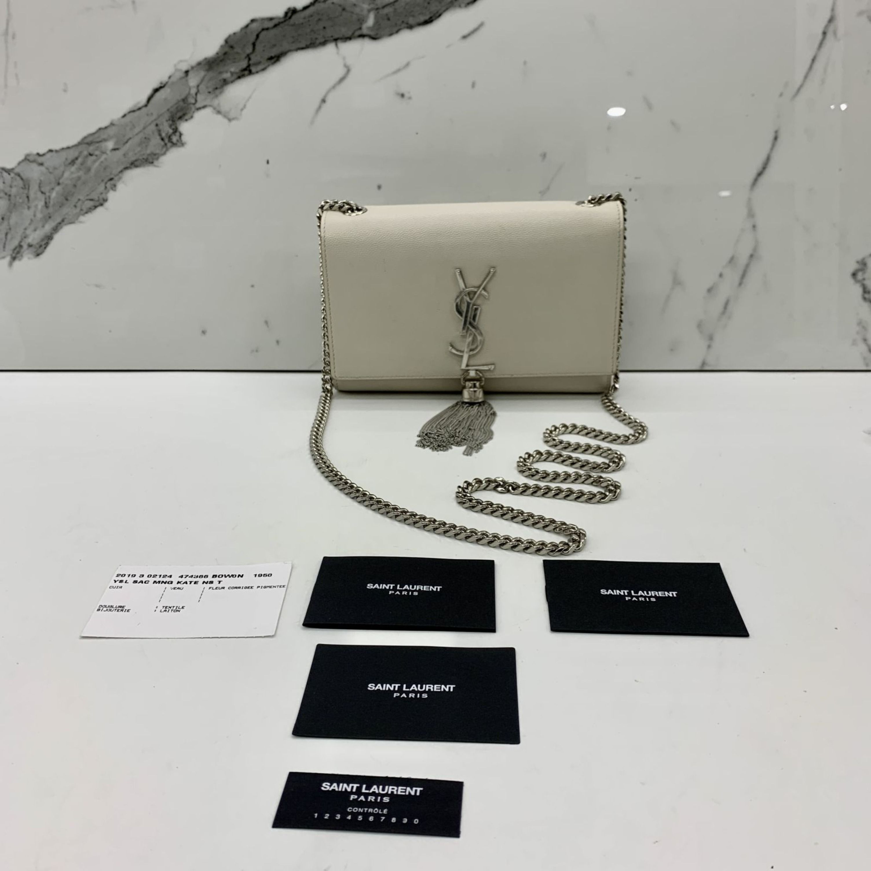 Ysl white tassel bag sale