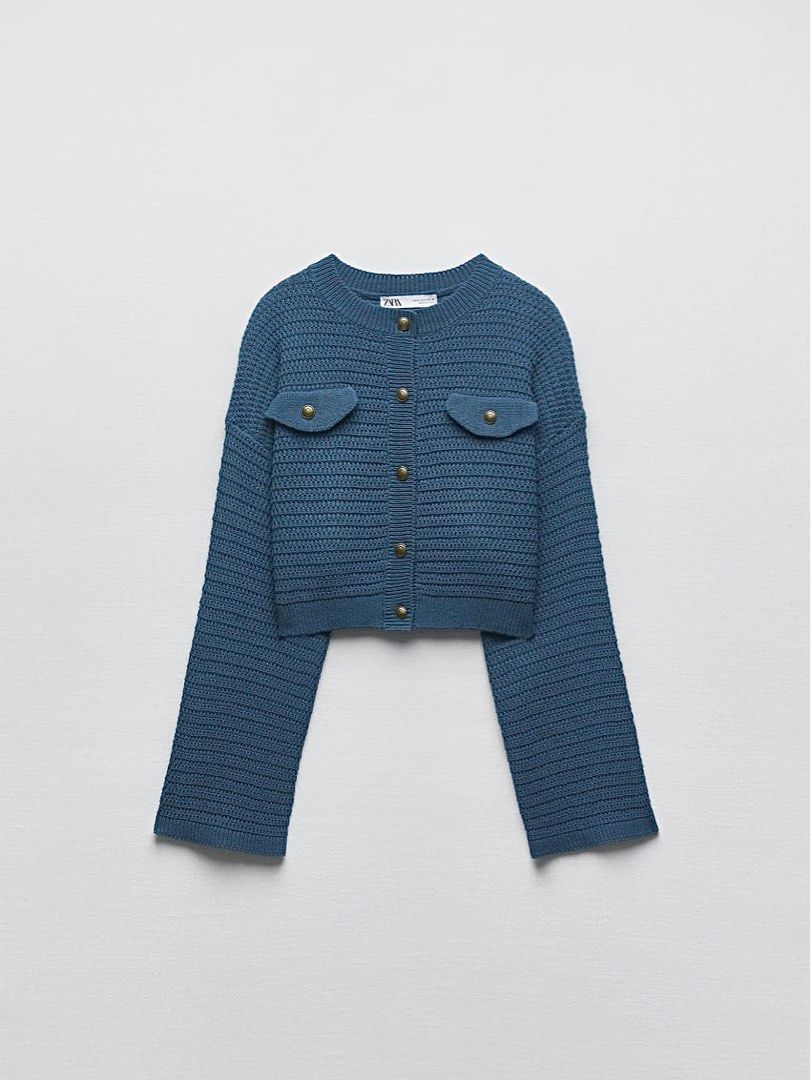 Cardigan blu zara sales