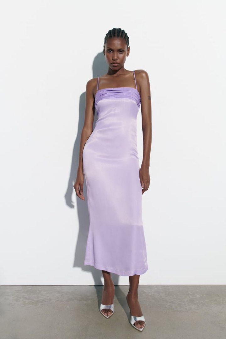ZARA Lilac Contrast Camisole Dress BNWT