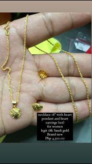 18k Saudi gold necklace and earrings set