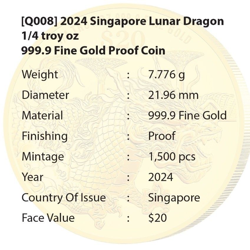 2024 Singapore Lunar Dragon 1 4 Troy Oz 999 9 Fine Gold Proof Coin 2024-singapore-lunar-dragon-1-4-troy-oz-999-9-fine-gold-proof-coin