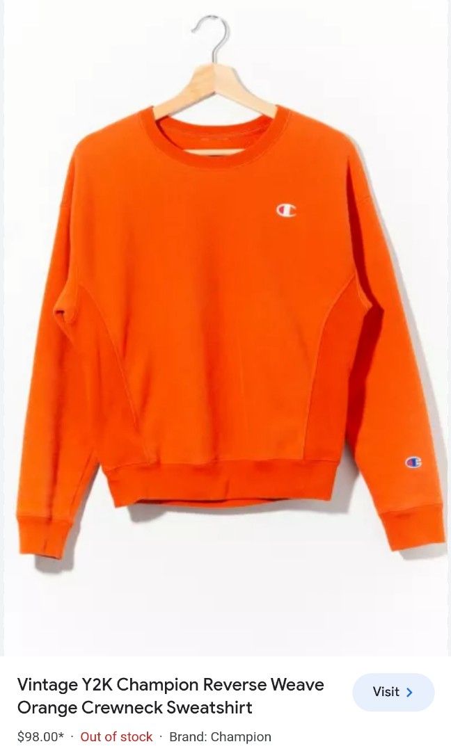 Authentic Vintage Champion Unisex Reverse Weave Orange Pull Over Sweatshirt Jacket Women s Fashion Coats Jackets and Outerwear on Carousell