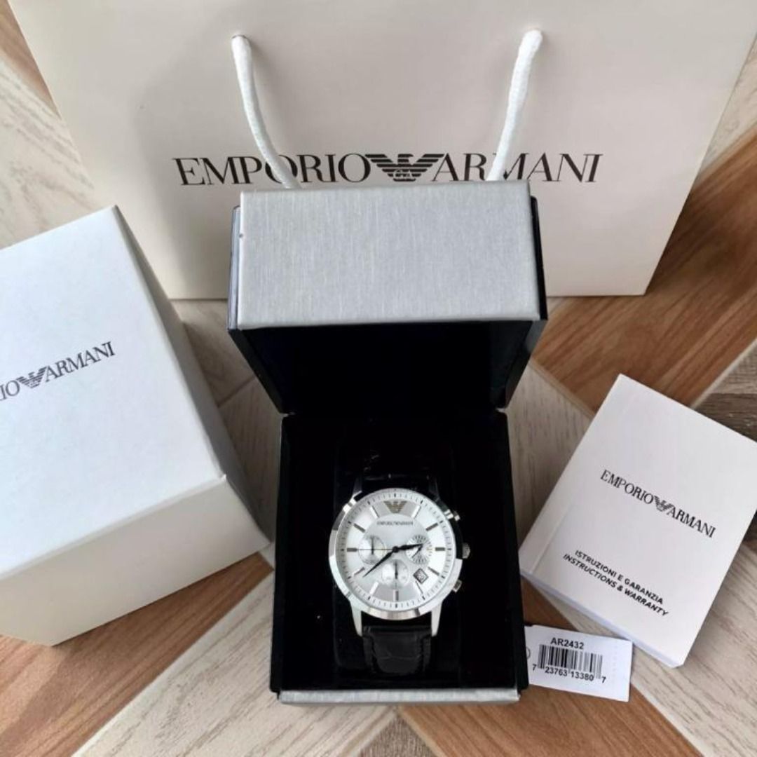 BIG EASTER SALE Emporio Armani AR2432 Classic Chronograph Silver Dial Men s Watch Men s Fashion Watches Accessories Watches on Carousell