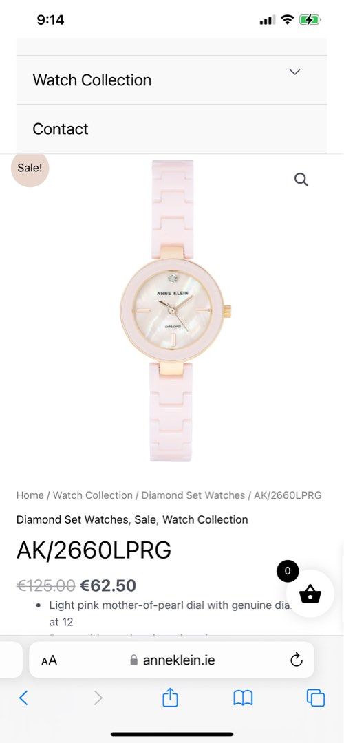 Anne klein pink ceramic watch hotsell