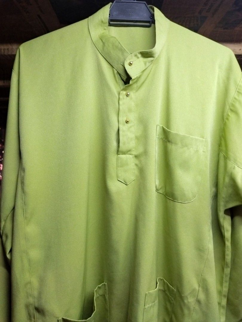Baju Melayu Hijau Pucuk Pisang, Men's Fashion, Muslim Wear, Baju Melayu