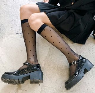 Bnew Black Dotted Stockings Socks