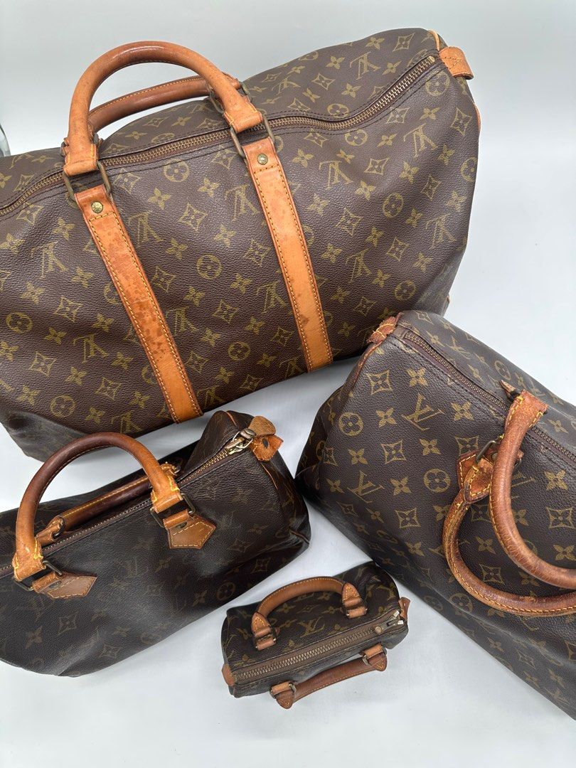 BUNDLE VINTAGE LOUIS VUITTON (Category: Luxury Bags & Wallets) located in Manila. Submitted by davidspreowned (Listing ID 1293404907, Image 1). Description: 1 vintage Lv nano monogram with sling ( eclair zipper) 1 speedy 30 1 speedy 25 1 keepall 50 Inclusions 4 lv boxes 4 replacement dustbags .