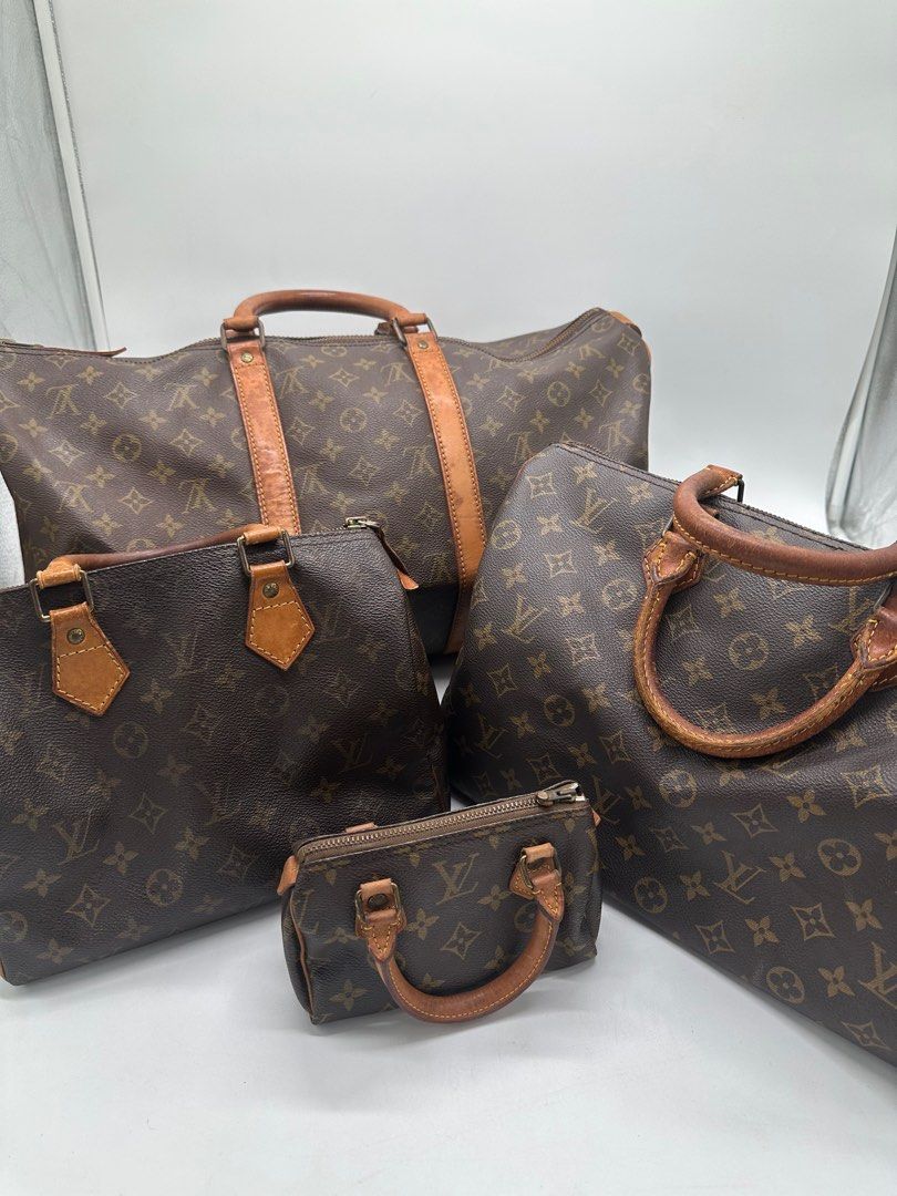 BUNDLE VINTAGE LOUIS VUITTON (Category: Luxury Bags & Wallets) located in Manila. Submitted by davidspreowned (Listing ID 1293404907, Image 2). Description: 1 vintage Lv nano monogram with sling ( eclair zipper) 1 speedy 30 1 speedy 25 1 keepall 50 Inclusions 4 lv boxes 4 replacement dustbags .