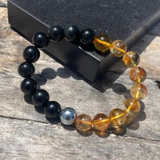 By special request, featuring combo Natural Citrine and Black obsidian with Hematite accent 