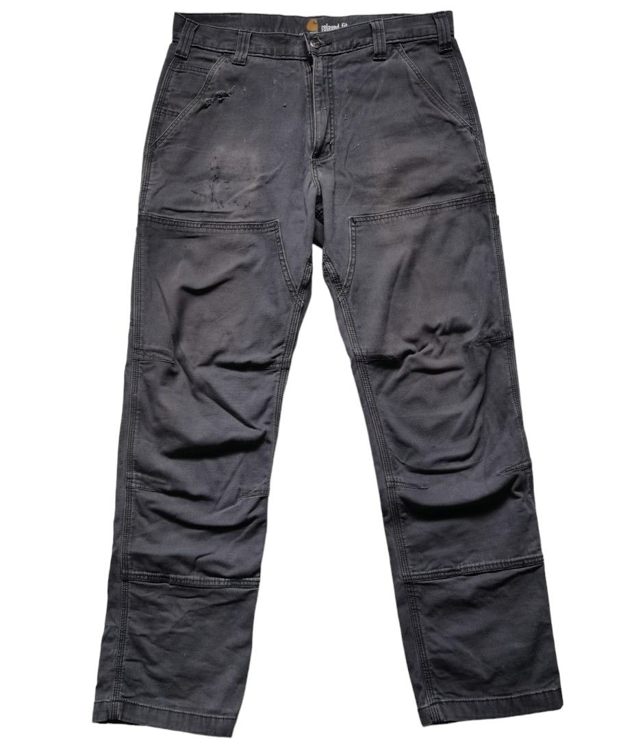 Carhartt Relaxed Fit Gray Double Knee Work Pants Men s Fashion Bottoms Jeans on Carousell