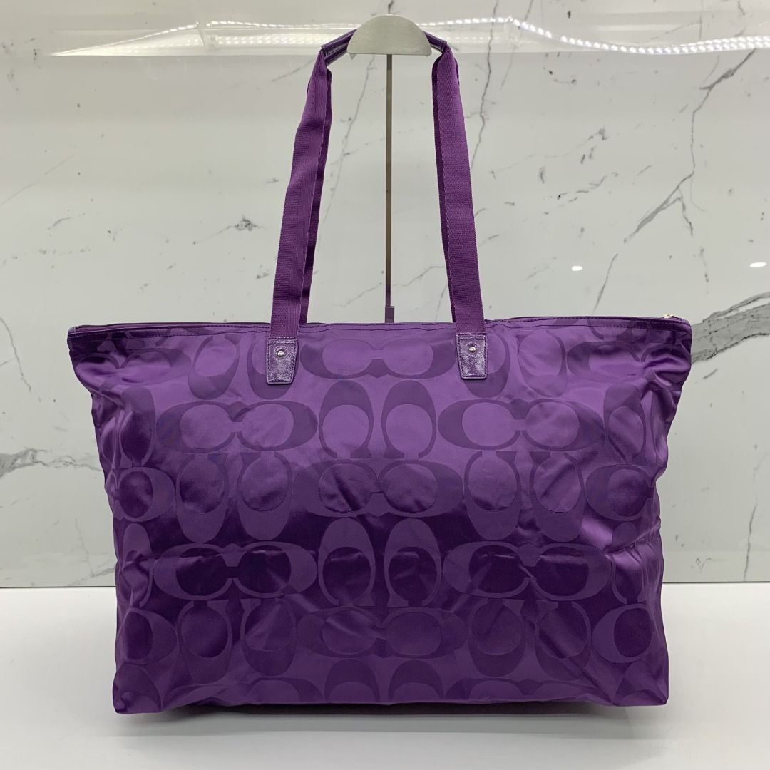 Purple coach tote bag hot sale