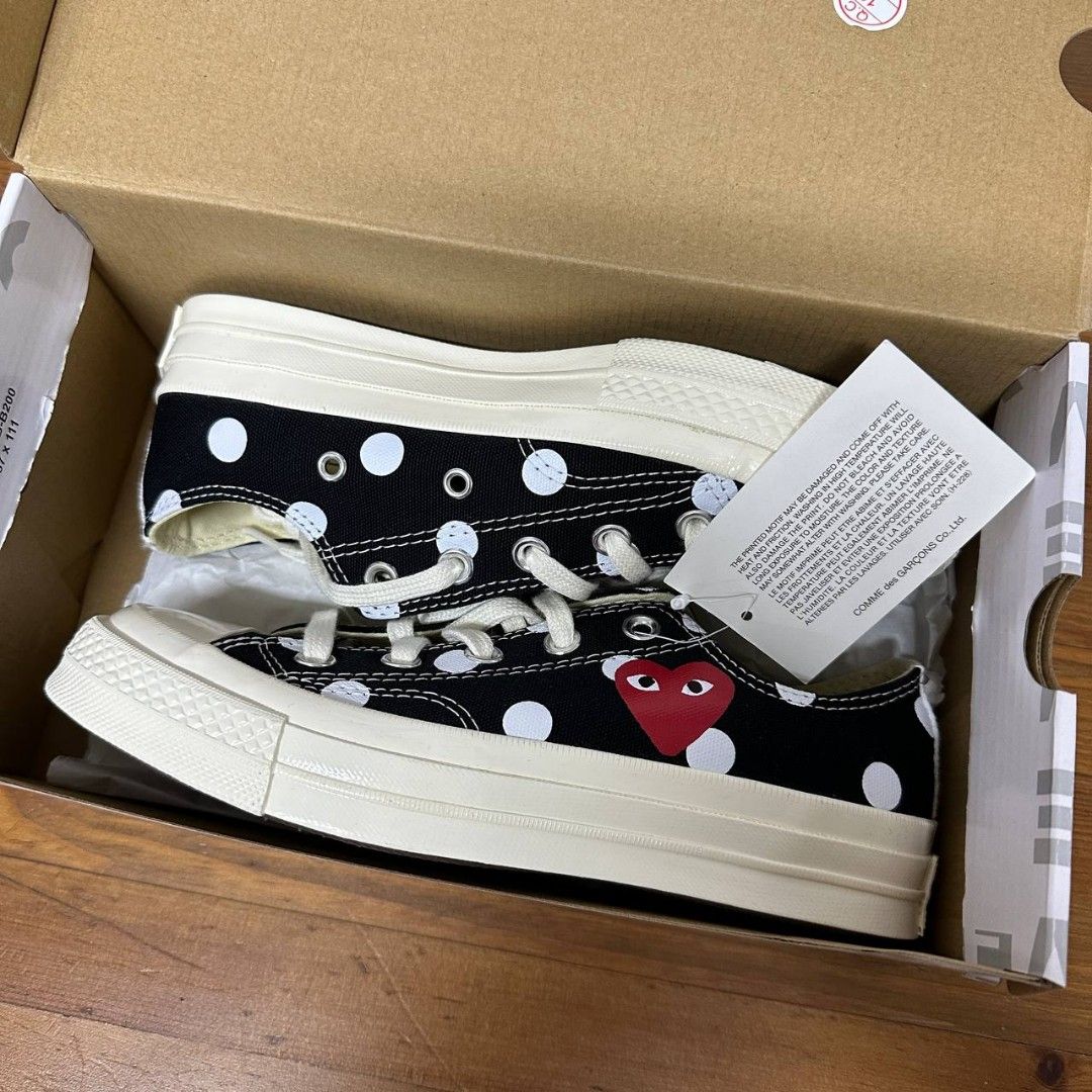 COMME DES GARCONS PLAY CDG CONVERSE SHOES Polka Dot Red Heart Low Top Luxury Sneakers Footwear on Carousell