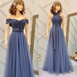 Dark Dusty Blue Infinity Dress  for Wedding (Multiway)