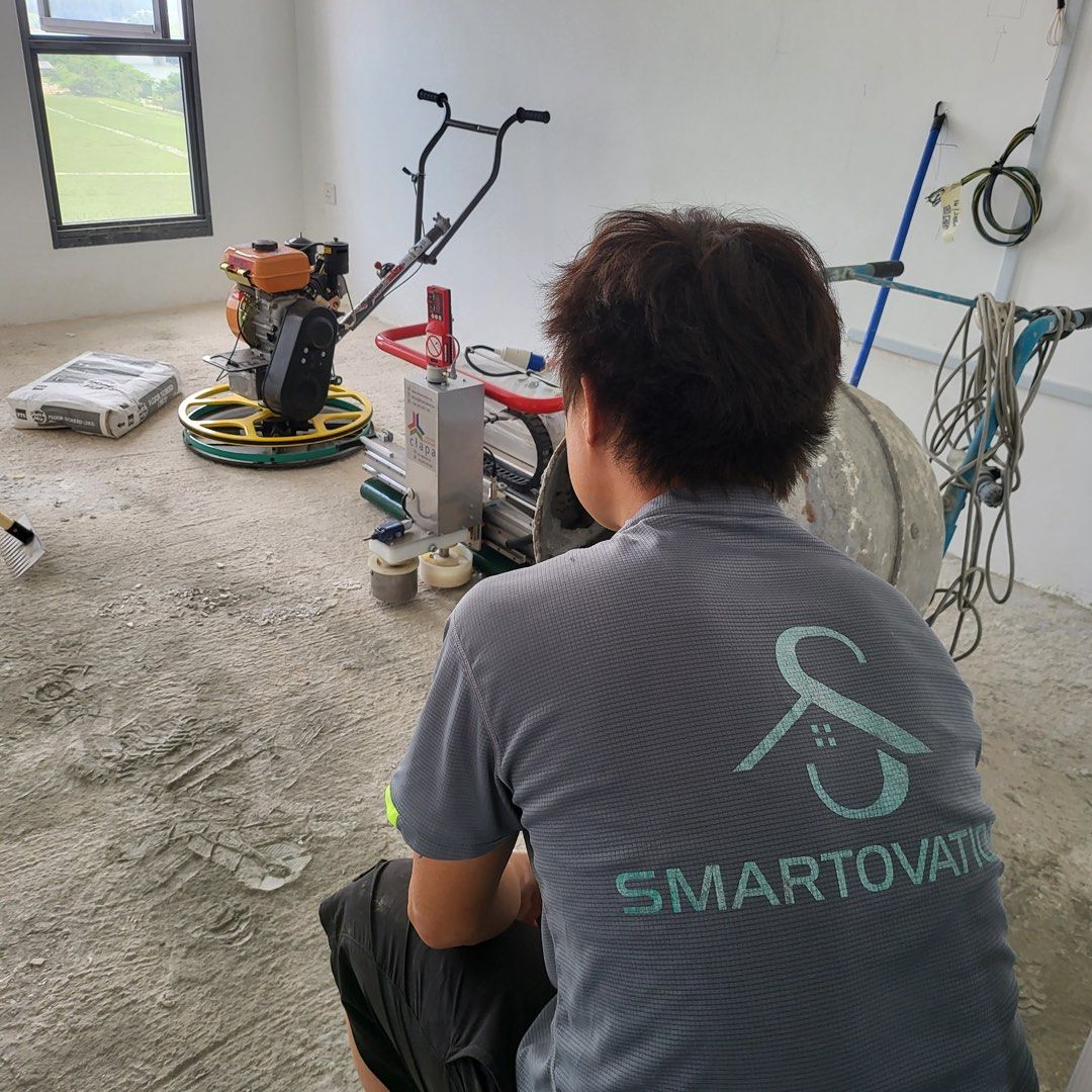 Cement screed contractor floor screeding vinyl self leveling tiling toilet renovation hacking62853070345218111
